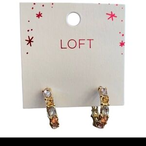 LOFT Gold Hoop Earrings with Multicolor Stones